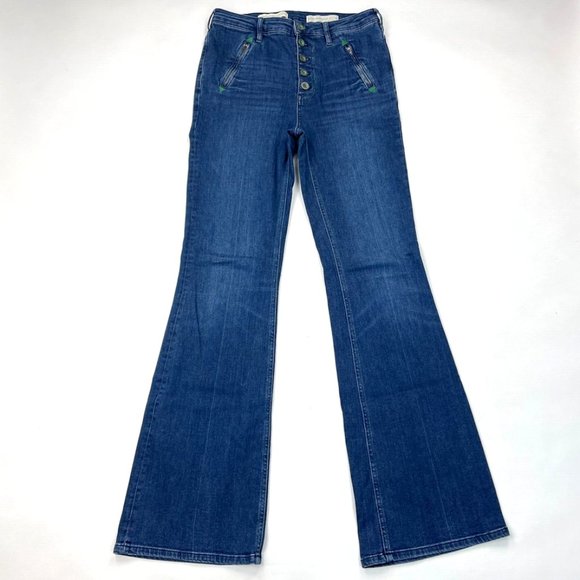 Anthropologie Pilcro High Rise Trouser Bootcut Jeans Women 29 EUC Stretch Pocket - Picture 1 of 14